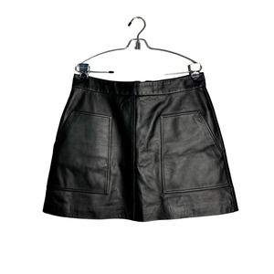 Ted Baker Black Ovine Leather Mini Skirt A-Line w/ Pockets Ted Baker 4 = US 10
